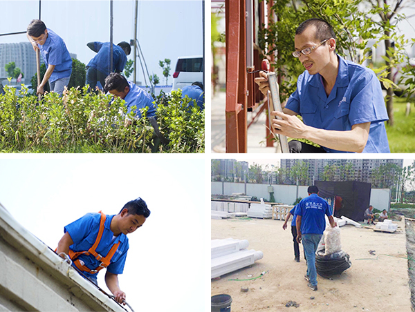 山西省懷仁市生態園景觀亮化工程施工現場