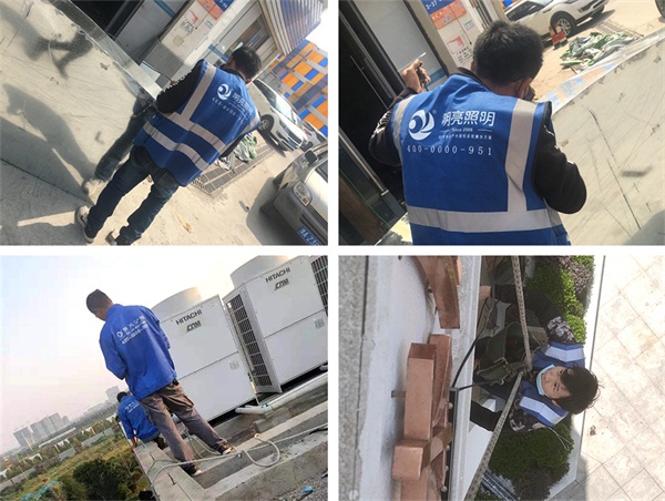 信陽市市政外墻亮化工程施工現場